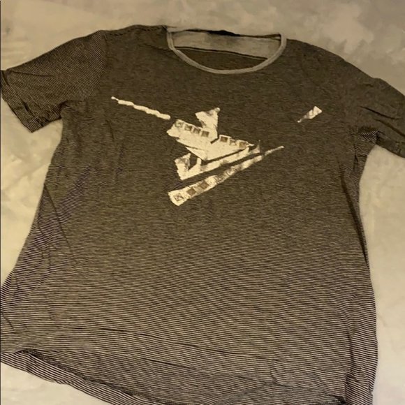 Diesel Women Gray Black Thin Stripes Short Sleeve T-Shirt Size Medium - Picture 1 of 4